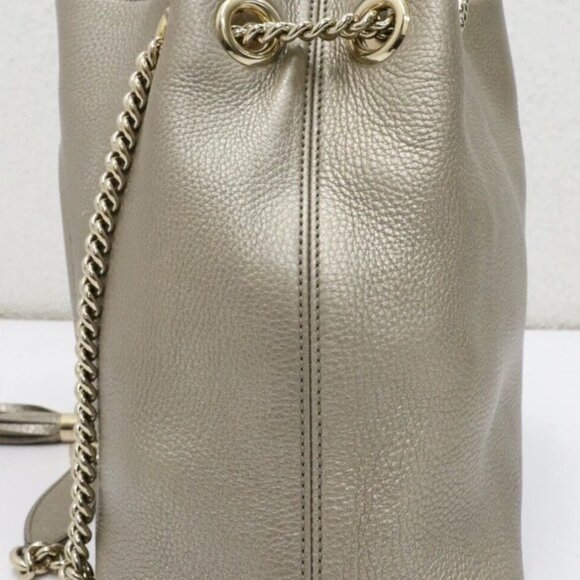 Gucci Medium Soho Interlocking G Silver Leather Chain Strap Shoulder Bag - Picture 7 of 15